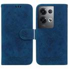 For OPPO Reno8 Butterfly Rose Embossed Leather Phone Case(Blue) - 1