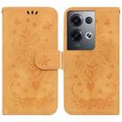 For OPPO Reno8 Butterfly Rose Embossed Leather Phone Case(Yellow) - 1