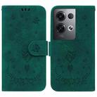 For OPPO Reno8 Pro+ Butterfly Rose Embossed Leather Phone Case(Green) - 1