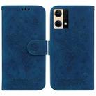 For OPPO Reno7 4G Butterfly Rose Embossed Leather Phone Case(Blue) - 1