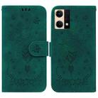 For OPPO Reno7 4G Butterfly Rose Embossed Leather Phone Case(Green) - 1