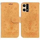 For OPPO Reno7 4G Butterfly Rose Embossed Leather Phone Case(Yellow) - 1