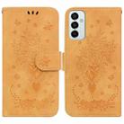 For Samsung Galaxy M13 4G Butterfly Rose Embossed Leather Phone Case(Yellow) - 1