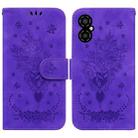 For Xiaomi Poco M4 5G Butterfly Rose Embossed Leather Phone Case(Purple) - 1