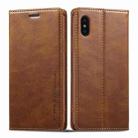 For iPhone X / XS LC.IMEEKE RFID Anti-theft Leather Phone Case(Brown) - 1