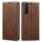 For Samsung Galaxy S21 5G LC.IMEEKE RFID Anti-theft Leather Phone Case(Brown) - 1