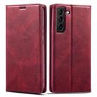 For Samsung Galaxy S21+ 5G LC.IMEEKE RFID Anti-theft Leather Phone Case(Red) - 1