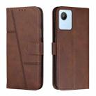 For Realme C30 4G Stitching Calf Texture Buckle Leather Phone Case(Brown) - 1