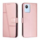 For Realme C30 4G Stitching Calf Texture Buckle Leather Phone Case(Pink) - 1