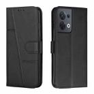 For OPPO Reno8 5G/Reno8 5G Global Stitching Calf Texture Buckle Leather Phone Case(Black) - 1