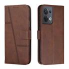 For OPPO Reno8 5G/Reno8 5G Global Stitching Calf Texture Buckle Leather Phone Case(Brown) - 1