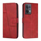 For OPPO Reno8 5G/Reno8 5G Global Stitching Calf Texture Buckle Leather Phone Case(Red) - 1