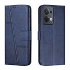 For OPPO Reno8 5G/Reno8 5G Global Stitching Calf Texture Buckle Leather Phone Case(Blue) - 1