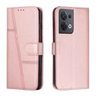 For OPPO Reno8 5G/Reno8 5G Global Stitching Calf Texture Buckle Leather Phone Case(Pink) - 1