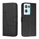 For OPPO Reno8 Pro+ 5G/Reno8 Pro 5G Global Stitching Calf Texture Buckle Leather Phone Case(Black) - 1