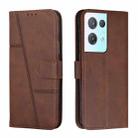 For OPPO Reno8 Pro+ 5G/Reno8 Pro 5G Global Stitching Calf Texture Buckle Leather Phone Case(Brown) - 1