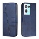 For OPPO Reno8 Pro+ 5G/Reno8 Pro 5G Global Stitching Calf Texture Buckle Leather Phone Case(Blue) - 1