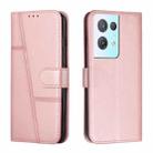 For OPPO Reno8 Pro+ 5G/Reno8 Pro 5G Global Stitching Calf Texture Buckle Leather Phone Case(Pink) - 1