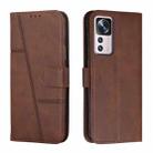 For Xiaomi 12T/12T Pro/Redmi K50 Ultra Stitching Calf Texture Buckle Leather Phone Case(Brown) - 1