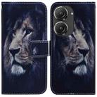 For Asus Zenfone 9 Coloured Drawing Leather Phone Case(Lion) - 1