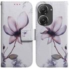 For Asus Zenfone 9 Coloured Drawing Leather Phone Case(Magnolia) - 1