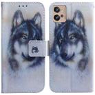 For Motorola Moto G32 Coloured Drawing Leather Phone Case(White Wolf) - 1