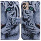 For Motorola Moto G32 Coloured Drawing Leather Phone Case(Tiger) - 1