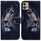 For Motorola Moto G32 Coloured Drawing Leather Phone Case(Lion) - 1