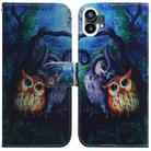 For Nothing Phone 1 Coloured Drawing Leather Phone Case(Oil Painting Owl) - 1