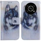 For Honor X9 / X9 5G Coloured Drawing Leather Phone Case(White Wolf) - 1