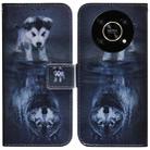 For Honor X9 / X9 5G Coloured Drawing Leather Phone Case(Wolf and Dog) - 1