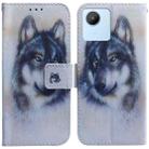 For Realme C30 Coloured Drawing Leather Phone Case(White Wolf) - 1