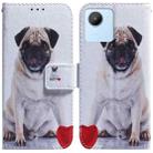 For Realme C30 Coloured Drawing Leather Phone Case(Pug) - 1