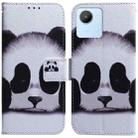 For Realme C30 Coloured Drawing Leather Phone Case(Panda) - 1