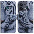 For OPPO Reno8 Coloured Drawing Leather Phone Case(Tiger) - 1