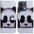 For OPPO Reno8 Coloured Drawing Leather Phone Case(Panda) - 1