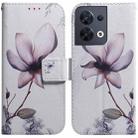 For OPPO Reno8 Coloured Drawing Leather Phone Case(Magnolia) - 1