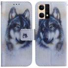 For OPPO Reno7 4G Coloured Drawing Leather Phone Case(White Wolf) - 1