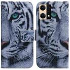 For OPPO Reno7 4G Coloured Drawing Leather Phone Case(Tiger) - 1