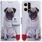 For OPPO Reno7 4G Coloured Drawing Leather Phone Case(Pug) - 1