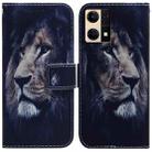 For OPPO Reno7 4G Coloured Drawing Leather Phone Case(Lion) - 1