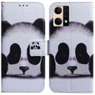 For OPPO Reno7 4G Coloured Drawing Leather Phone Case(Panda) - 1