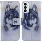 For Samsung Galaxy M13 4G Coloured Drawing Leather Phone Case(White Wolf) - 1