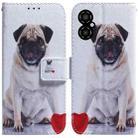 For Xiaomi Poco M4 5G Coloured Drawing Leather Phone Case(Pug) - 1