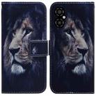 For Xiaomi Poco M4 5G Coloured Drawing Leather Phone Case(Lion) - 1