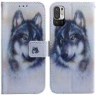 For Xiaomi Redmi Note 11T Pro / 11T Pro+ 5G Coloured Drawing Leather Phone Case(White Wolf) - 1