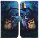 For Xiaomi Redmi Note 11T Pro / 11T Pro+ 5G Coloured Drawing Leather Phone Case(Oil Painting Owl) - 1