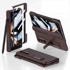 For Samsung Galaxy Z Fold4 GKK Integrated Magnetic Folding Phone Case with Pen Slot(Wine Red) - 1