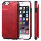 For iPhone 6 Shockproof Calf Texture Protective Case with Holder & Card Slots & Frame(Red) - 1