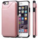 For iPhone 6 Shockproof Calf Texture Protective Case with Holder & Card Slots & Frame(Rose Gold) - 1